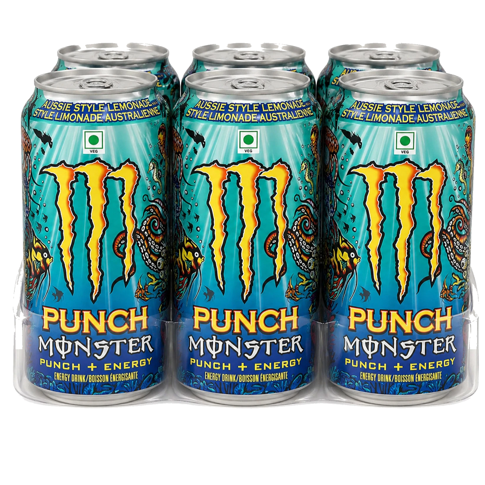 HEALTHIVA Monster Energy Aussie Lemonade Carbonated L-Carnitine Zero Sugar Taurine Energy Drink